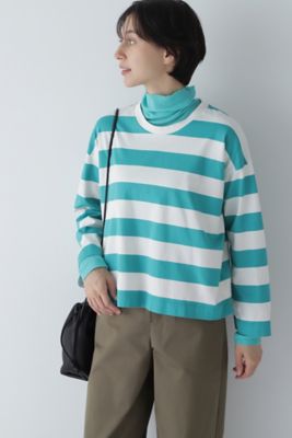 【SALE】human woman (Women)/ヒューマンウーマン 太ボーダーカットソー(0773260903) ライトグリーン トップス【三越伊勢丹/公式】