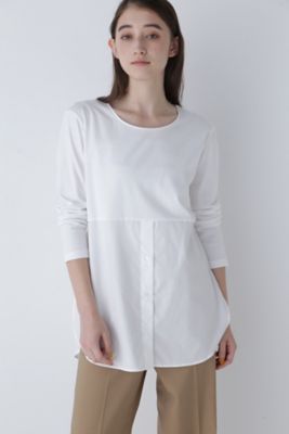 ＜human woman (Women)＞布帛ドッキングクルーネックカットソー（０７７３２６０９０７）