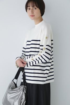 ＜human woman (Women)＞◆袖ボタン付きボーダーニット（０７７３２７０２０５）