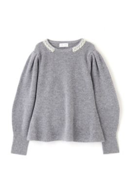 ◆ビジュー付きペプラムニット（０７７３２７０２０６）