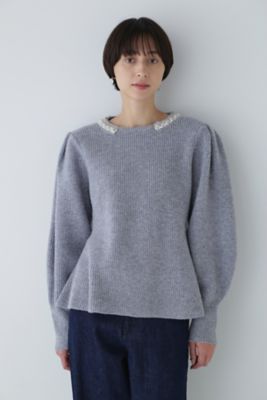 ◆ビジュー付きペプラムニット（０７７３２７０２０６）