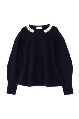 ◆ビジュー付きペプラムニット（０７７３２７０２０６）