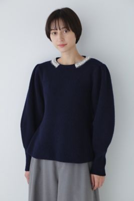◆ビジュー付きペプラムニット（０７７３２７０２０６）