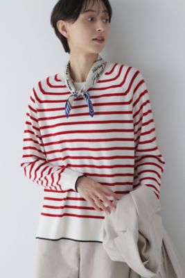 【SALE】human woman (Women)/ヒューマンウーマン 梳毛ボーダーニット(0773270903) レッド トップス【三越伊勢丹/公式】