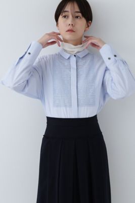 ヒューマンウーマン　2024SS レースドッキングハオリブラウス　7分袖ブラウス コットンツイルレースドッキングブラウス | human woman