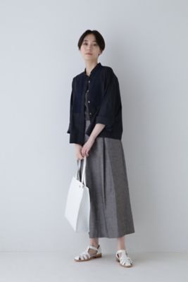 ヒューマンウーマン　2024SS レースドッキングハオリブラウス　7分袖ブラウス コットンツイルレースドッキングブラウス | human woman