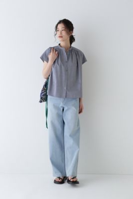 ◆綿麻フレンチスリーブブラウス（０７７４１１０６０１）