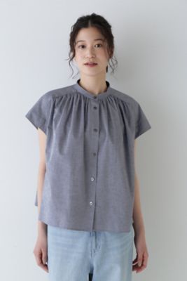 ◆綿麻フレンチスリーブブラウス（０７７４１１０６０１）