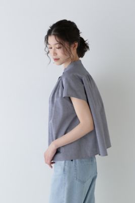 ◆綿麻フレンチスリーブブラウス（０７７４１１０６０１）