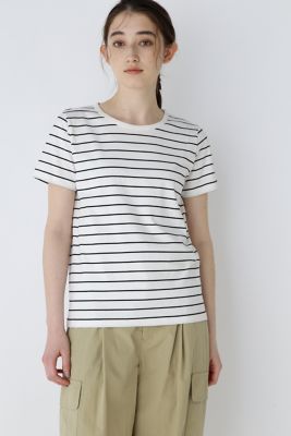 human woman (Women)/ヒューマンウーマン ◆オーガニック綿天竺半袖ボーダーTシャツ(0774160307)