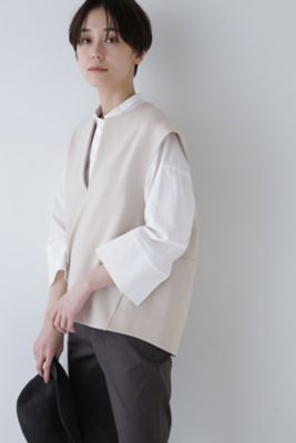 未使用級✨ ル フィル　ハイストレッチポンチブラウス　チュニック　ウォッシャブル 接触冷感/マシンウォッシャブル】プリーツスリーブチュニック