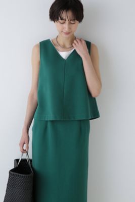【SALE】human woman (Women)/ヒューマンウーマン リップルノースリーブプルオーバー(0774160501) グリーン トップス【三越伊勢丹/公式】
