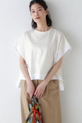 ＜human woman (Women)＞◆異素材コンビカットソー（０７７４１６０６０１）