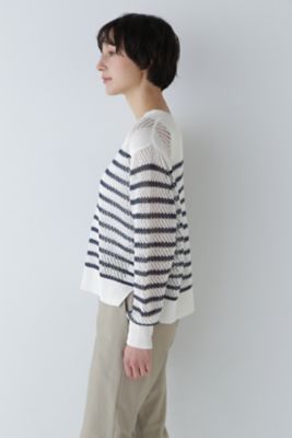 ◆メッシュボーダーニット（０７７４１７０３０２）