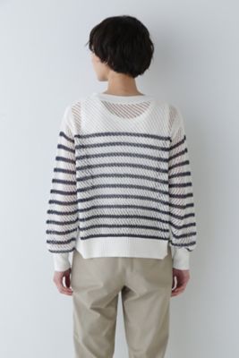 ◆メッシュボーダーニット（０７７４１７０３０２）