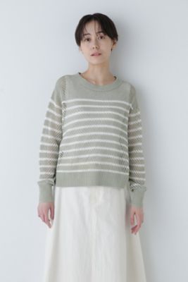 ◆メッシュボーダーニット（０７７４１７０３０２）