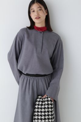 M/L ヒューマンウーマン HUMAN WOMAN キヨコタカセ KT ボックスシルエットキーネックブラウス | human woman