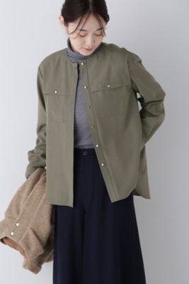 【SALE】human woman (Women)/ヒューマンウーマン ノーカラーポケットディテールブラウス(0774210006) カーキー180 トップス【三越伊勢丹/公式】