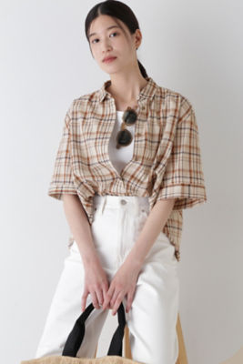 未着用美品♡ワンダフルワールド 半袖シャツ ブラウス・桜・麻の葉・ちりめん・和柄 衣櫻 アシンメトリー半袖レギュラーシャツ「小桜×麻ノ葉」 SA