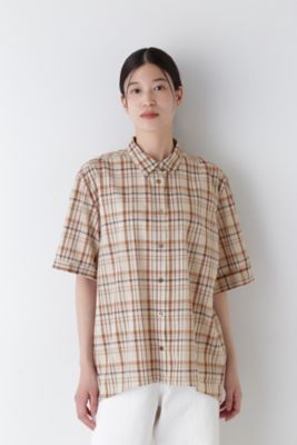 ◆綿麻半袖チェックシャツ（０７７４２１０７００）