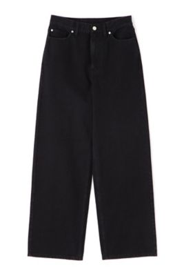 ◆１１ｏｚブラックデニムセミワイドパンツ（０７７４２３０１０５）