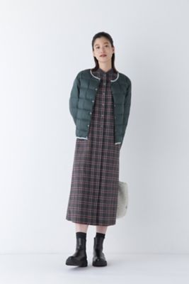 ◆コットン起毛チェックリブカラーシャツワンピース（０７７４２４０１０２）