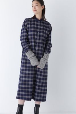 ◆コットン起毛チェックリブカラーシャツワンピース（０７７４２４０１０２）