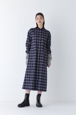 ◆コットン起毛チェックリブカラーシャツワンピース（０７７４２４０１０２）