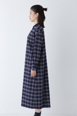 ◆コットン起毛チェックリブカラーシャツワンピース（０７７４２４０１０２）