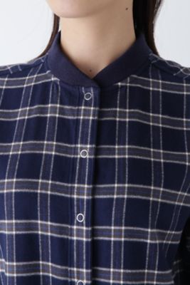 ◆コットン起毛チェックリブカラーシャツワンピース（０７７４２４０１０２）
