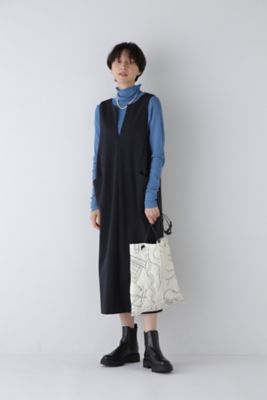 美品　23区　ビスコースストレッチポンチ　2WAY ワンピース　ネイビー　40 23区【高橋志津奈さんコラボ】ビスコースストレッチポンチ 2WAY