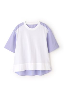 ◇ストライプ布帛コンビTシャツ（0774260700