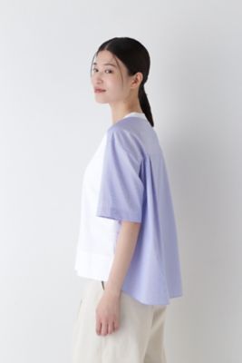 ◇ストライプ布帛コンビTシャツ（0774260700