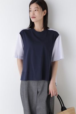 ◇ストライプ布帛コンビTシャツ（0774260700