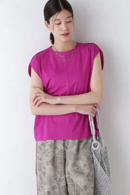 【SALE】human woman (Women)/ヒューマンウーマン コットンPEハイゲージカットソー(0774260704) ピンク トップス【三越伊勢丹/公式】