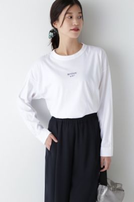 human woman (Women)/ヒューマンウーマン ◆BONJOURロゴ刺繍Tシャツ長袖(0774260904)