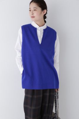 【SALE】human woman (Women)/ヒューマンウーマン キーネックミドル丈ニットベスト(0774270015) ブルー110 トップス【三越伊勢丹/公式】