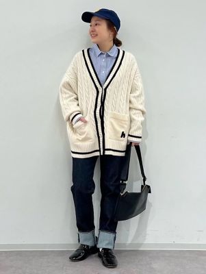 ◆裏毛コンビプレッピーカーディガン（０７７４２７００２０）