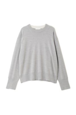 【美品】OURHOME ウール素材のベーシックニット　グレー　ネップ 美品】OURHOME ウール素材のベーシックニット グレー ネップ