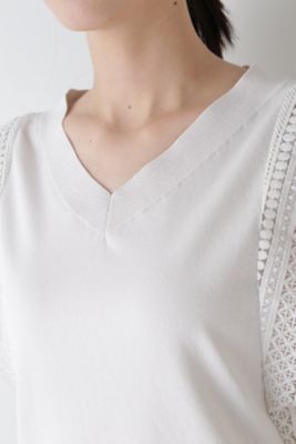 ◆レースドッキングニットトップス（０７７４２７０７００）