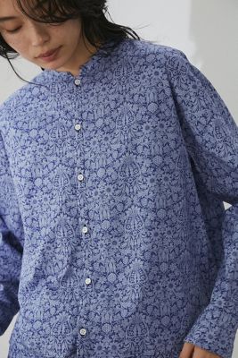 リバティ・製品染（ボタニカルダイ）ギャザーブラウス 