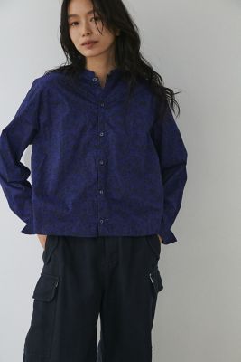 リバティ・製品染（ボタニカルダイ）ギャザーブラウス 