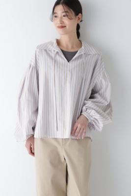 ◆綿麻ボイルスキッパーボリュームブラウス（０７７５１１０２０４）