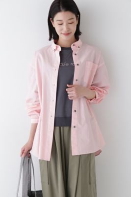 【SALE】human woman (Women)/ヒューマンウーマン 製品染めボタンダウンオーバーシャツ(0775110302) ピンク090 トップス【三越伊勢丹/公式】