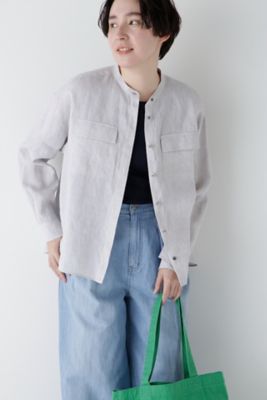 ＜human woman (Women)＞◆ハードマンリネンバンドカラーシャツブラウス（０７７５１１０４０２）