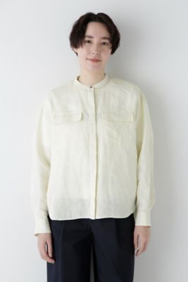 ◆ハードマンリネンバンドカラーシャツブラウス（０７７５１１０４０２）