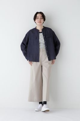 ◆ハードマンリネンバンドカラーシャツブラウス（０７７５１１０４０２）