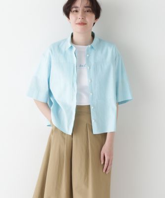 ◆コットンリネンシャンブレーハーフスリーブボックスシャツ（０７７５１１０５０１）