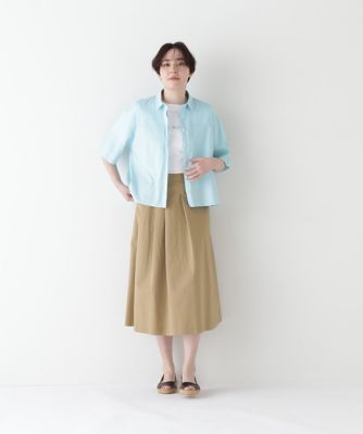 ◆コットンリネンシャンブレーハーフスリーブボックスシャツ（０７７５１１０５０１）