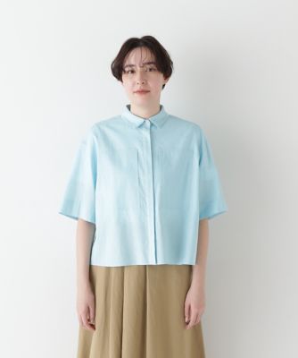 ◆コットンリネンシャンブレーハーフスリーブボックスシャツ（０７７５１１０５０１）